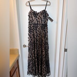 NWT. Xscape Black Strapless Floral Gown